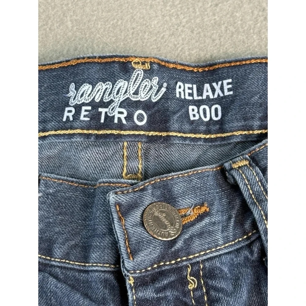 Wrangler Retro Relaxed Boot Jeans Mens 30x32 Med Blue Bootcut Distressed Denim